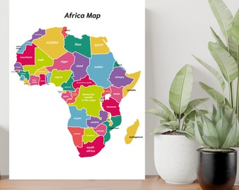 Map of Africa Large Educational Poster Art Gift - A1 LAMINATED PRINT