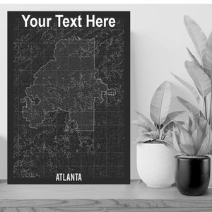 Carte de la ville personnalisée ATLANTA Grande affiche personnalisée Art Print Gift - A1 LAMINATED PRINT
