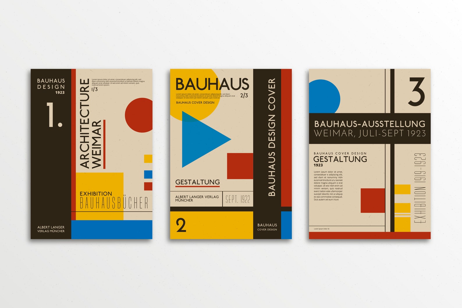 Set of 3 Bauhaus Vintage Abstract Art Large Poster Print Gift - A0 A1 ...