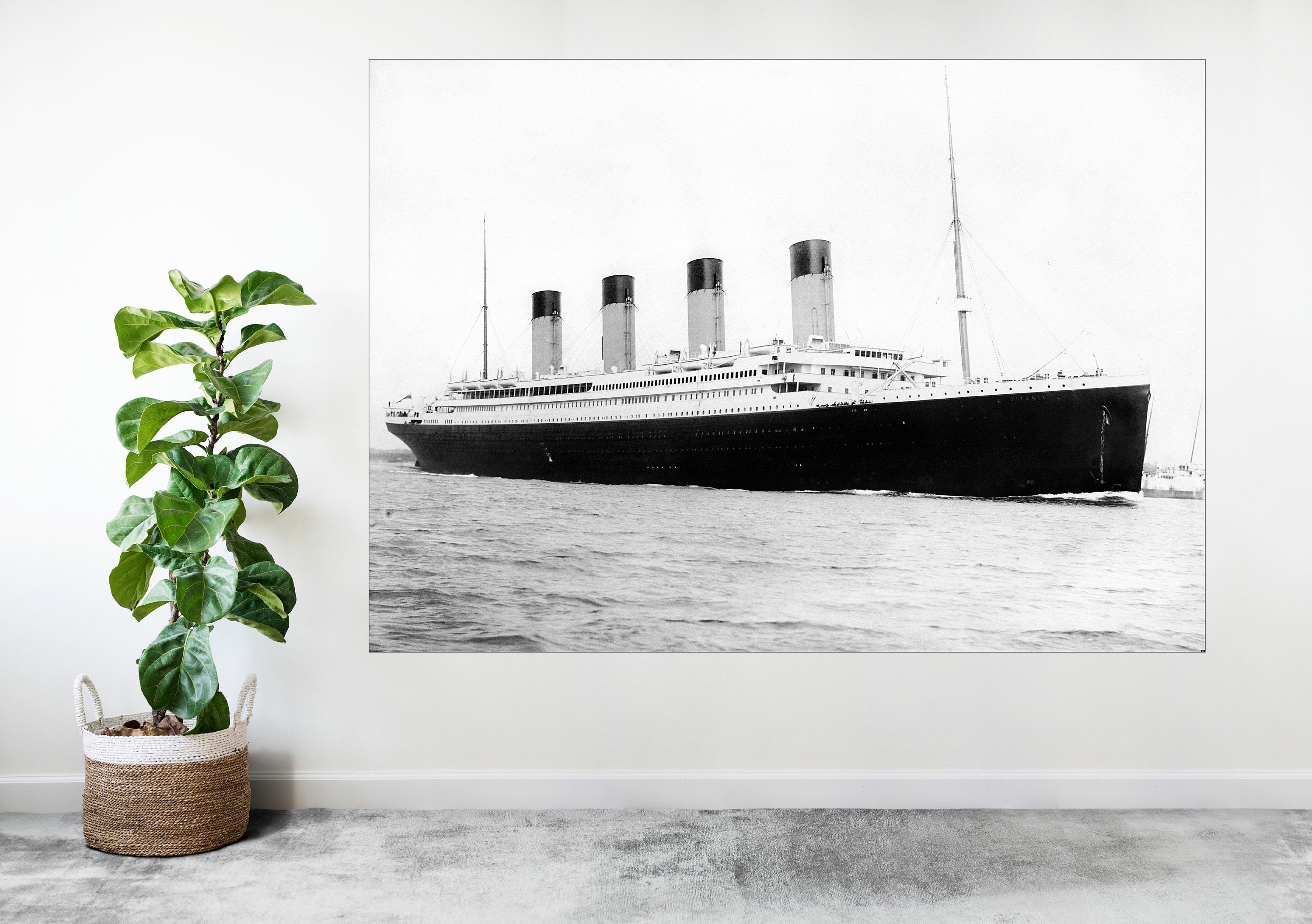 Vintage Titanic Ship Black and White Large Poster Art Print Gift