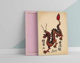 Sailor Jerry Chinese Dragon Tattoo Large CANVAS Art Print Gift A0 A1 A2 A3 A4