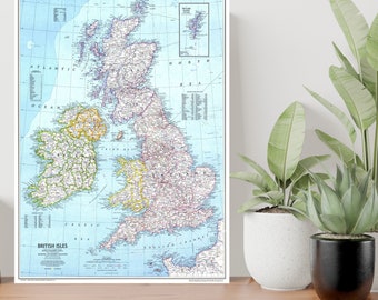 Mappa della Gran Bretagna UK Grande poster stampa artistica regalo A0 A1 A2 A3 A4 A5