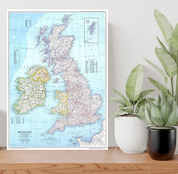 Map of Great Britain UK Large Poster Art Print Gift A0 A1 A2 - Etsy UK