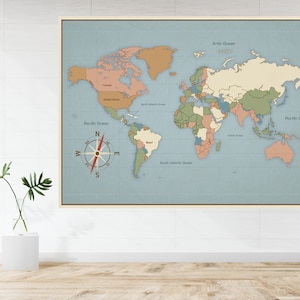 World Map Atlas Large Poster Art Print Gift - A1 LAMINATED PRINT