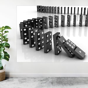 Dominoes Toppling Black and White Large Poster Art Print Gift A0 A1 A2 A3 A4 A5
