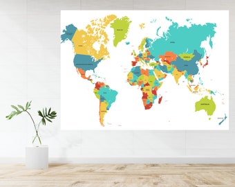 World Map Atlas Educational Large Poster Art Print Gift A0 A1 A2 A3 A4 A5