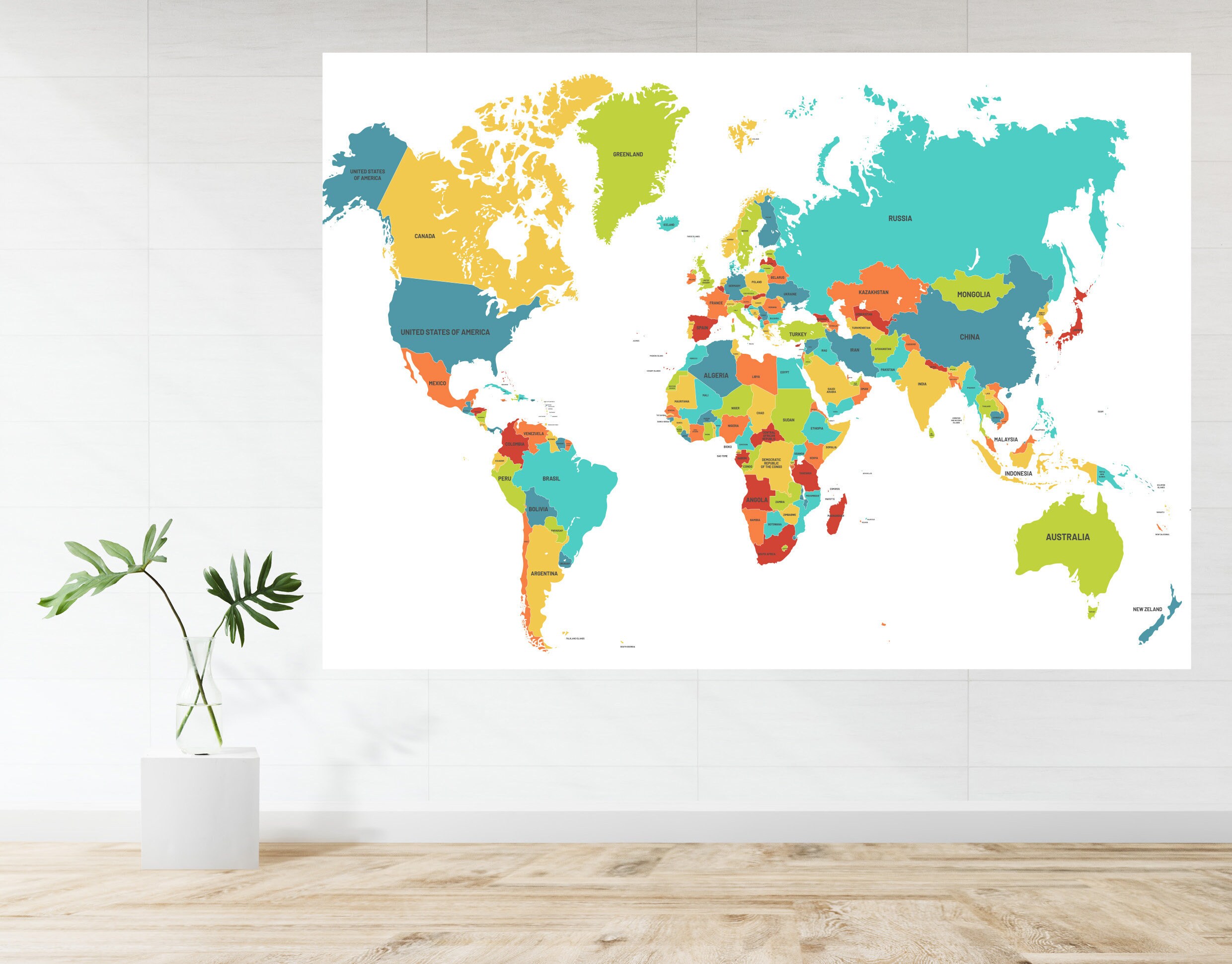 World Map Atlas Educational Large Poster Art Print Gift A0 A1 A2