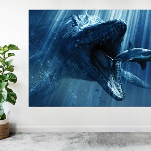 Jurassic Dinosaur Shark Large Poster Art Print Gift A0 A1 A2 A3 A4 A5