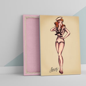 Sailor Jerry Navy Pin Up Girl Tattoo Large CANVAS Art Print Gift A0 A1 A2 A3 A4