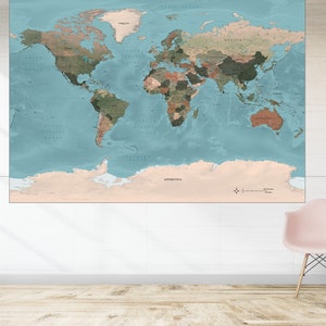 Mapa mundial Atlas detalhado grande pôster artístico impressão presente personalizado A0 A1 A2 A3 A4 A5