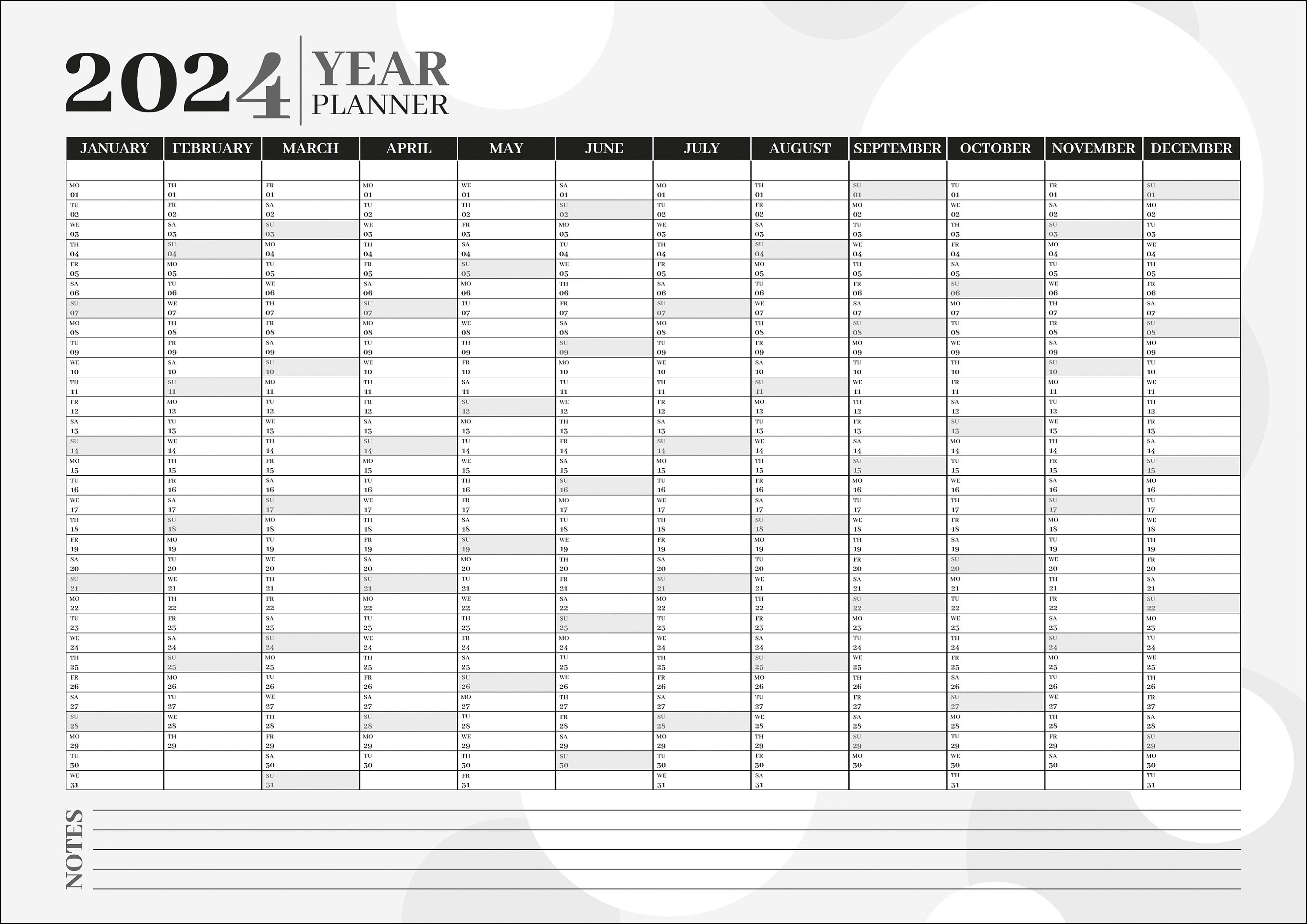 2024 YEAR PLANNER Wall Chart Calendar Large Laminated Print - Etsy