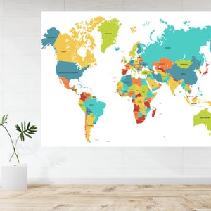 World Map Atlas Educational Large Poster Art Print Gift - A1 LAMINATED PRINT