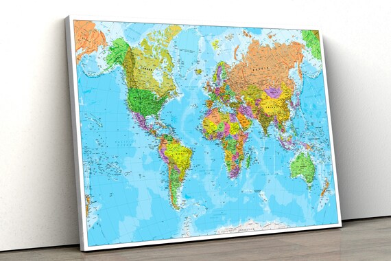 World Map Abstract Framed CANVAS ART PRINT A0 A1 A2 A3 A4 