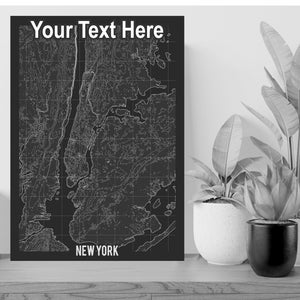 Carte personnalisée de la ville New York Grande affiche personnalisée Art Print Gift - A1 LAMINATED PRINT