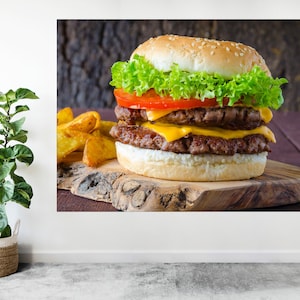 Hamburguesa Hamburguesa Comida Comida Restaurante Menú Anuncio Póster Grande Arte Impresión Regalo A0 A1 A2 A3 A4 A5
