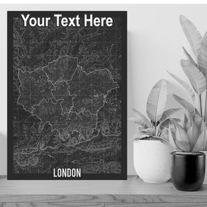 Plan de la ville personnalisé LONDRES Grande affiche personnalisée Art Print Gift - A1 LAMINATED PRINT