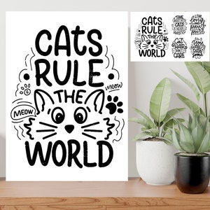 Cadeau d'art d'affiche personnalisée de citation drôle d'amoureux de chat - A1 LAMINATED PRINT