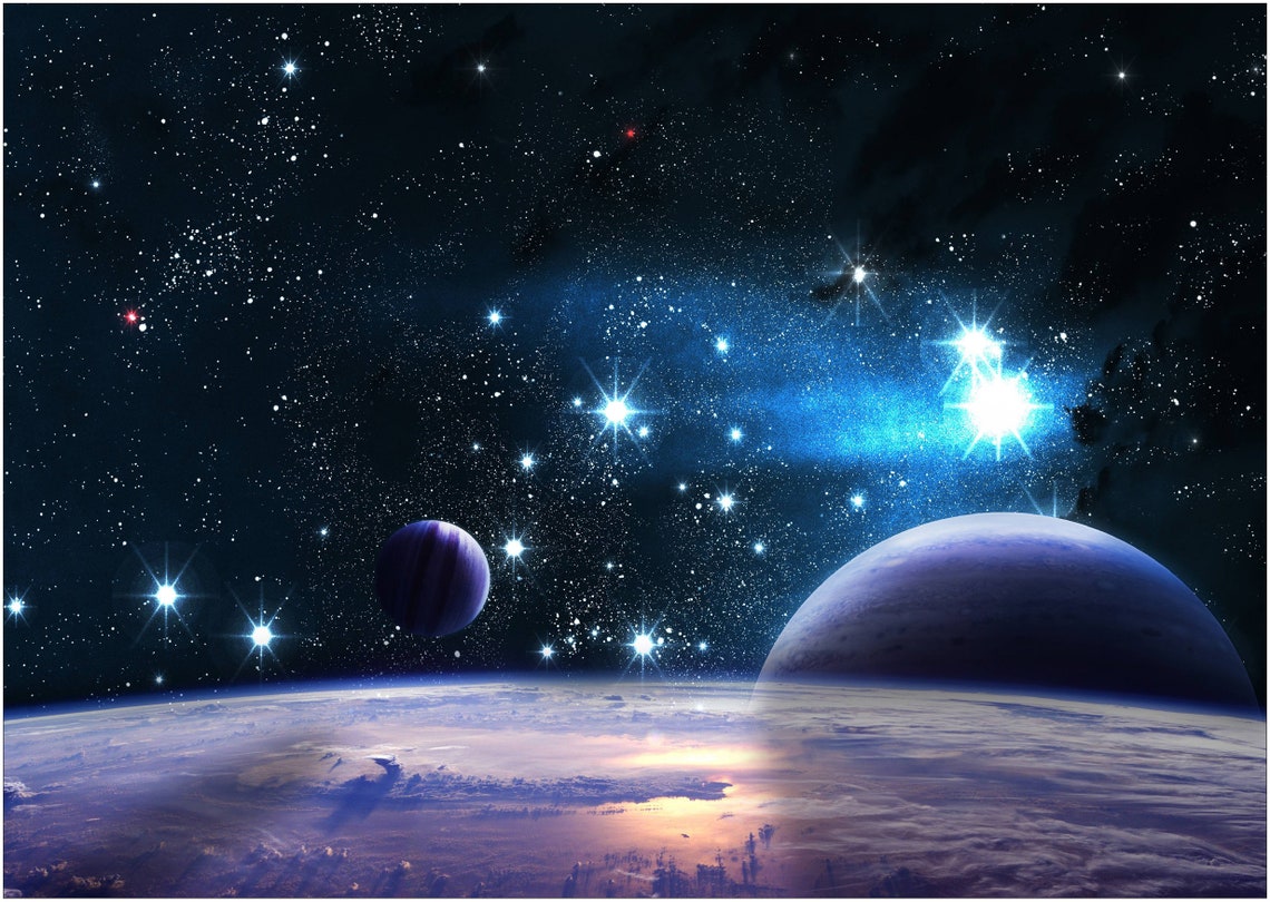 Space Stars Planets Moon Large CANVAS Art Print Gift A0 A1 A2 A3 A4 - Etsy