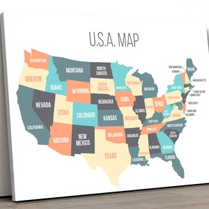 Carte des États-Unis Grande TOILE Art Print Cadeau A0 A1 A2 A3 A4