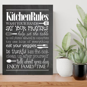 Kitchen Rules Funny Quote Type Large Poster Art Print Gift A0 A1 A2 A3 A4 A5