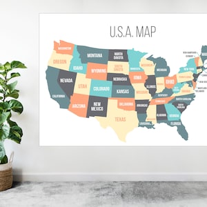 Carte des États-Unis Grande affiche Art Print Gift A0 A1 A2 A3 A4 A5