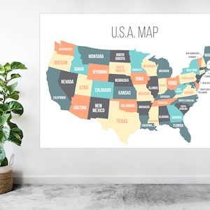 Map of the USA States Large Poster Art Print Gift A0 A1 A2 A3 A4 A5