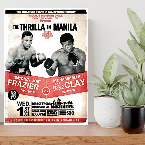 Muhammad Ali vs Joe Frazier Thrilla in Manila Boxing Large Poster Wall Art Print Custom Gift A0 A1 A2 A3 A4 A5