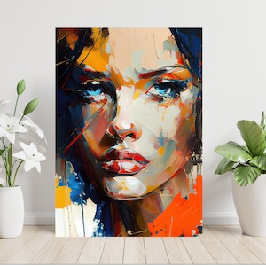 Beautiful Girl Woman Abstract Oil Painting Large LAMINATED Poster Art Print Gift A0 A1 A2 A3 A4