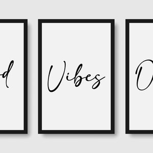 Juego de 3 Good Vibes Only Quote Typography Art Large Poster Print Gift - A0 A1 A2 A3 A4 A5