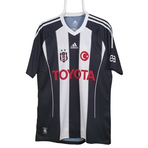 BESIKTAS 2011/12 AWAY (XL,L) BLACK/WHITE ADIDAS TURKEY SHORT SLEEVE SOCCER  SHIRT