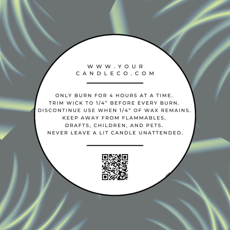Custom Candle Warning Label Template With QR Code, Warning Label for