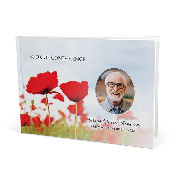 Personalised Hardback Book of Condolence. Book of Remembrance In Memory Book, Funeral Keepsake, Funeral book D2