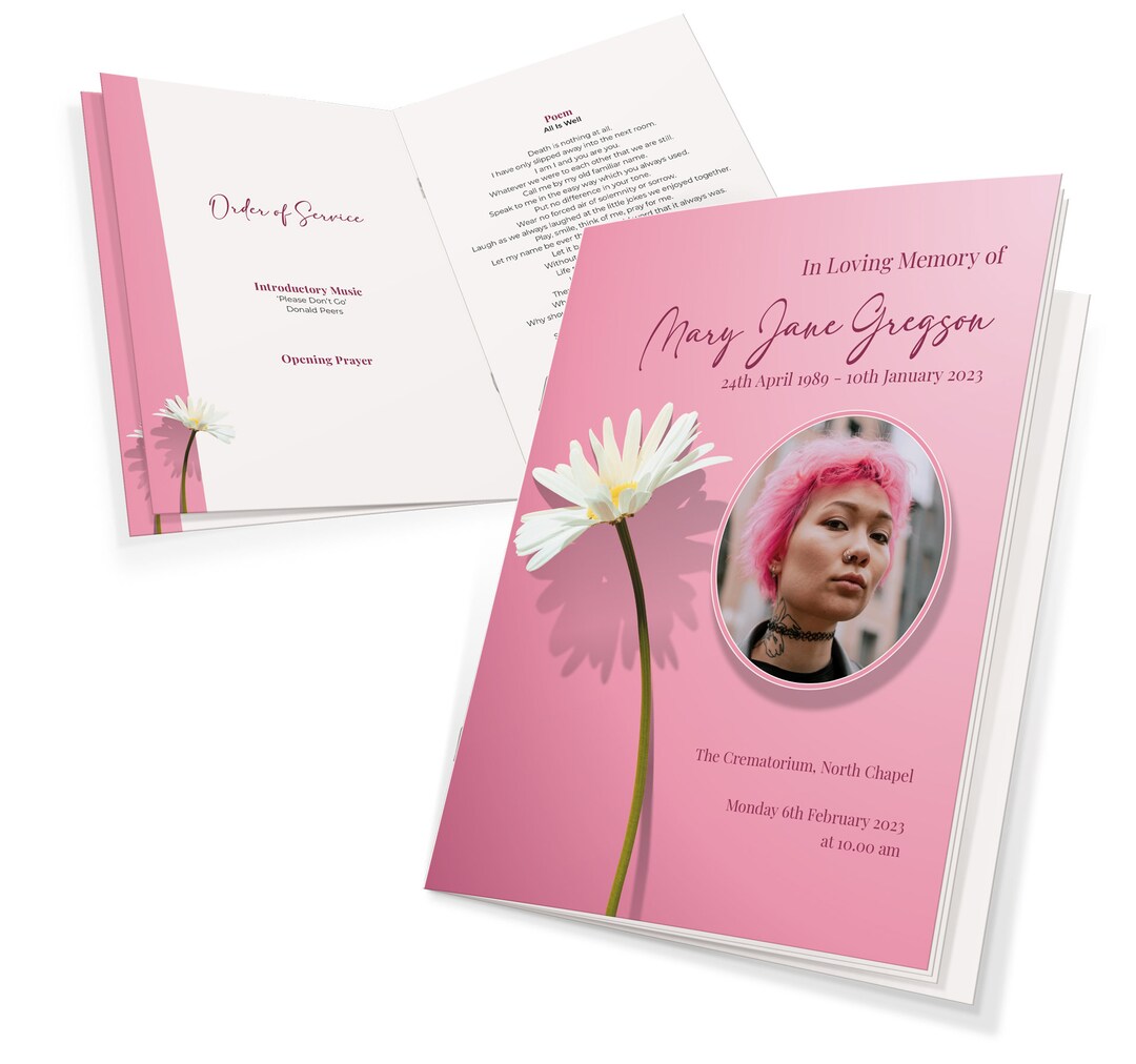 Folletos De Orden De Servicio Funerario – Tarjetas De Memoria Laminadas – Hechas En Reino Unido