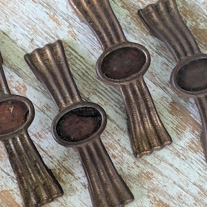 1920s Art Deco Dresser Pulls: Jeweled Bakelite Handles, Set of 4