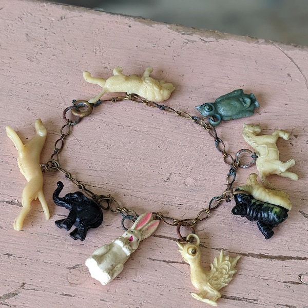 1940s One-Of-A-Kind Cracker Jack Charm Bracelet **Whoa!!