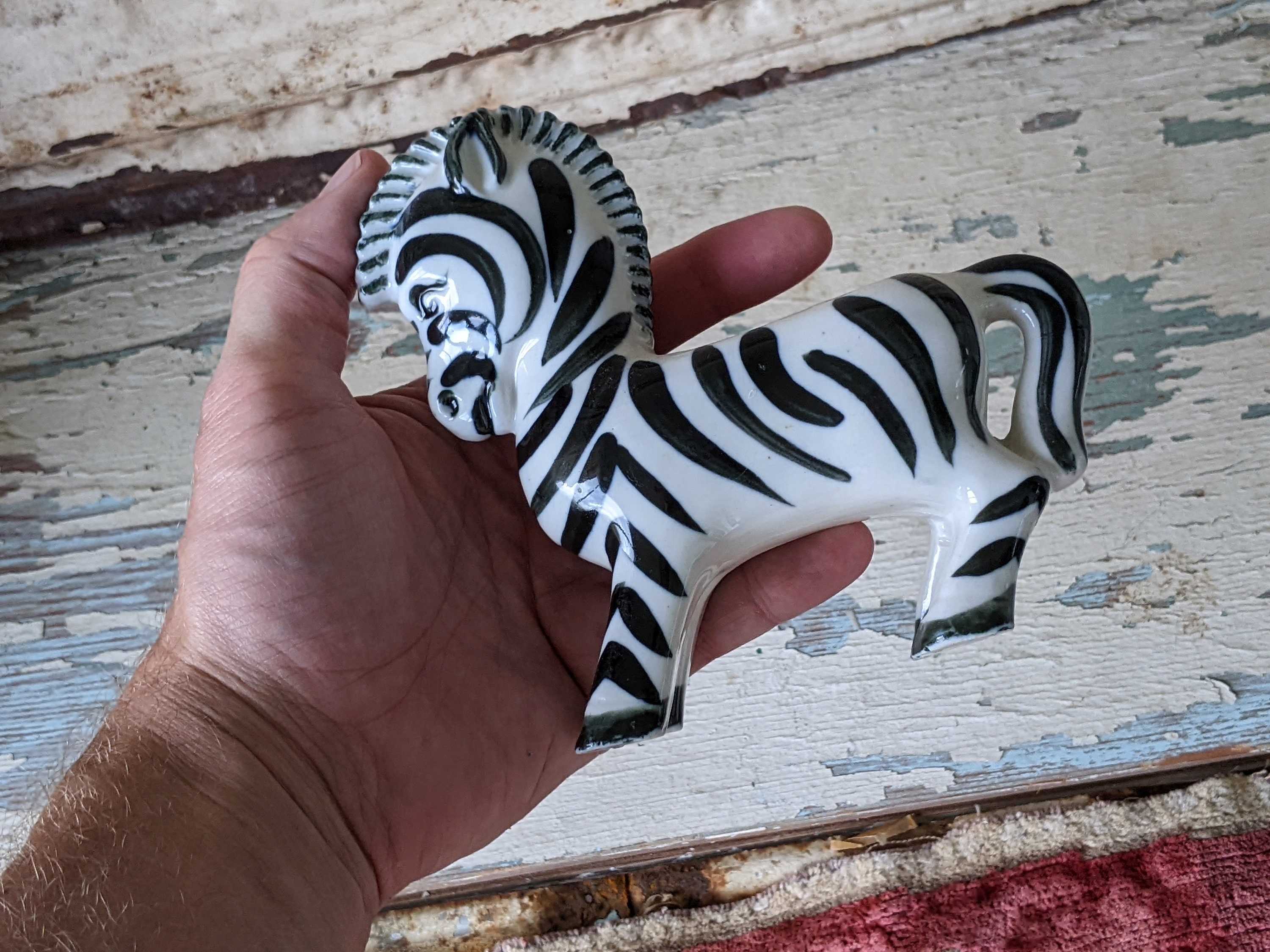 1950s Adorable Zebra Planter Small Hand-painted Desktop Decor