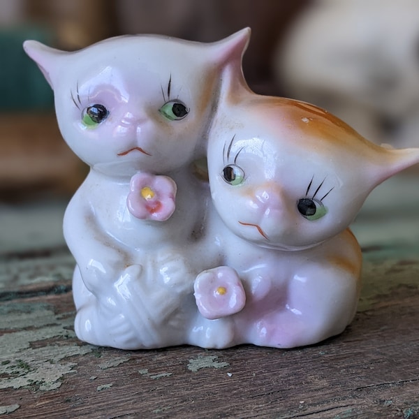 1950s Monkey Cats Porcelain Figurines Japan Unique Adorable !! Joyful Vintage Gifts & Collectibles