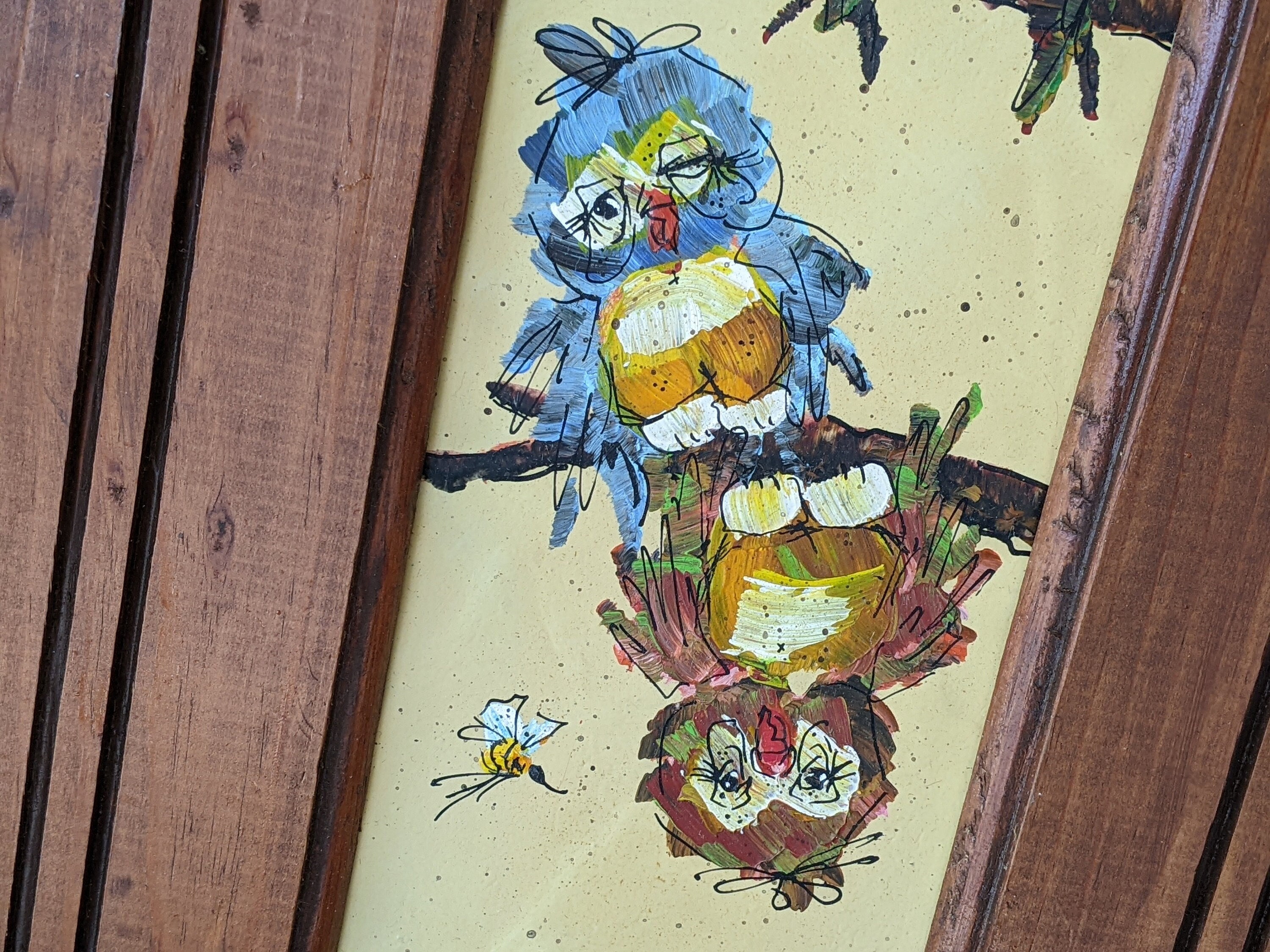 1980s Original Dorothy Chase Owl Painting: Vintage Signed Art