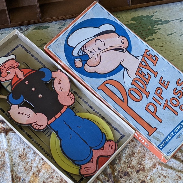 1935 Popeye Pipe Toss Game Complete Nice Condition Collectible Games !! Awesome Vintage Gifts !!