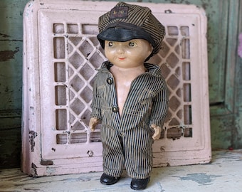 1930s Ultra-Rare !! Buddy Lee Doll With Union-All&#39;s Original V-Shaped Back Seam !! Amazing Vintage Advertising & Rare Collectibles !!