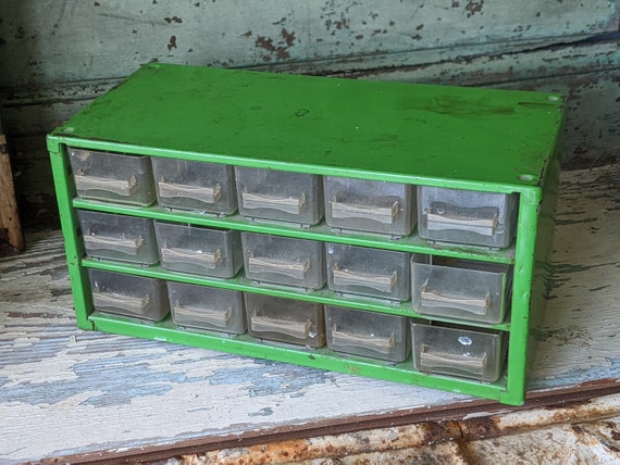 Vintage RAACO Metal 15 Drawer Small Parts Box made in Denmark