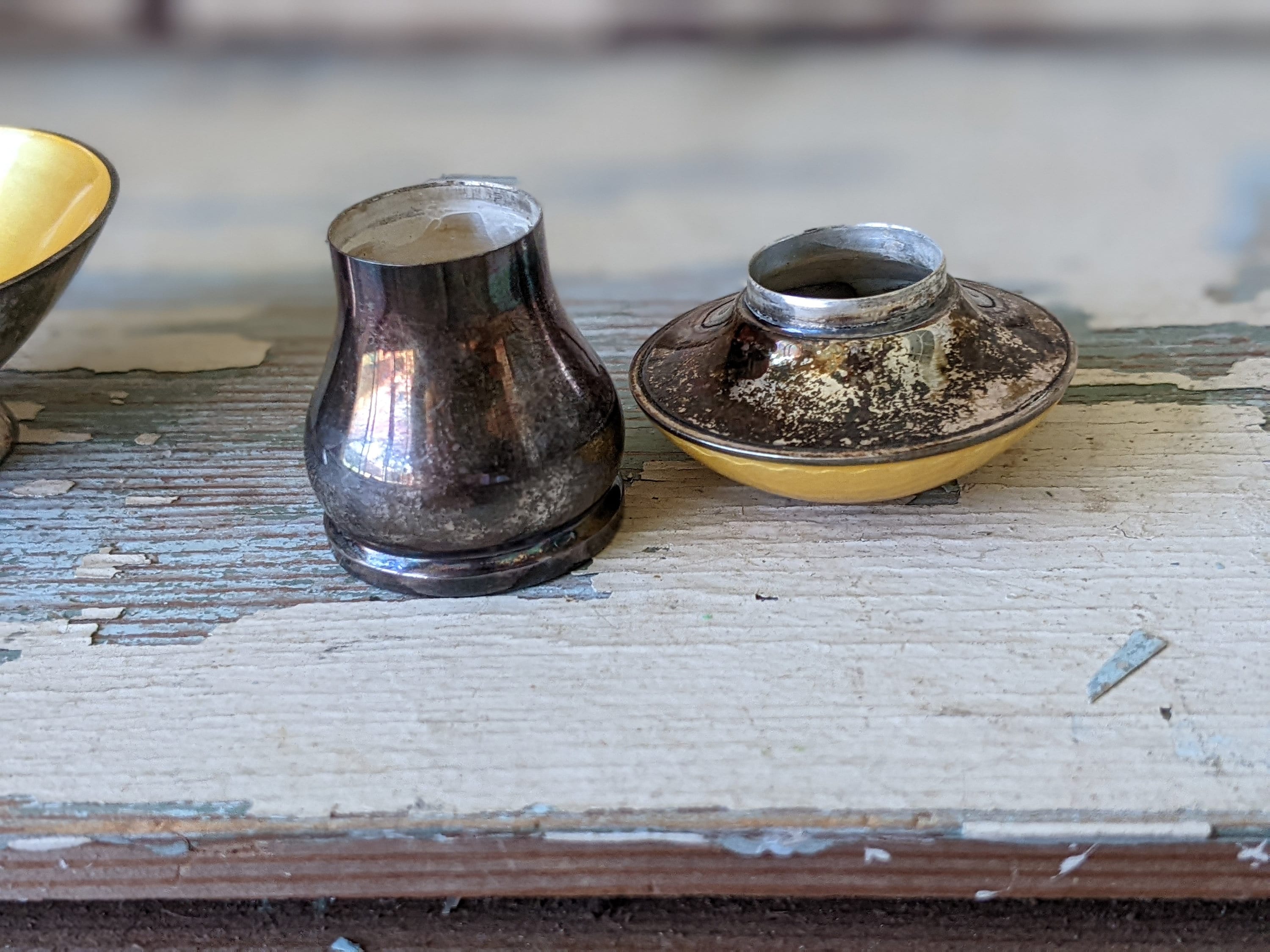 ELA DENMARK STERLING 925S 七宝焼き 盃 5個 シルバー 1950s Ela Denmark Sterling Silver Salt Cellar & Pepper