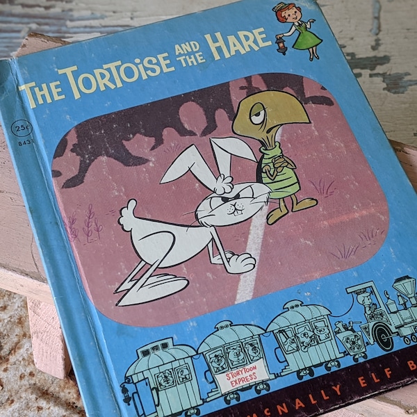 1962 The Tortoise and the Hare Rand McNally Elf Book Illustrated Storytoons