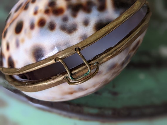 1960s **Rare Leopard Pattern Sea Shell Trinket Tr… - image 4