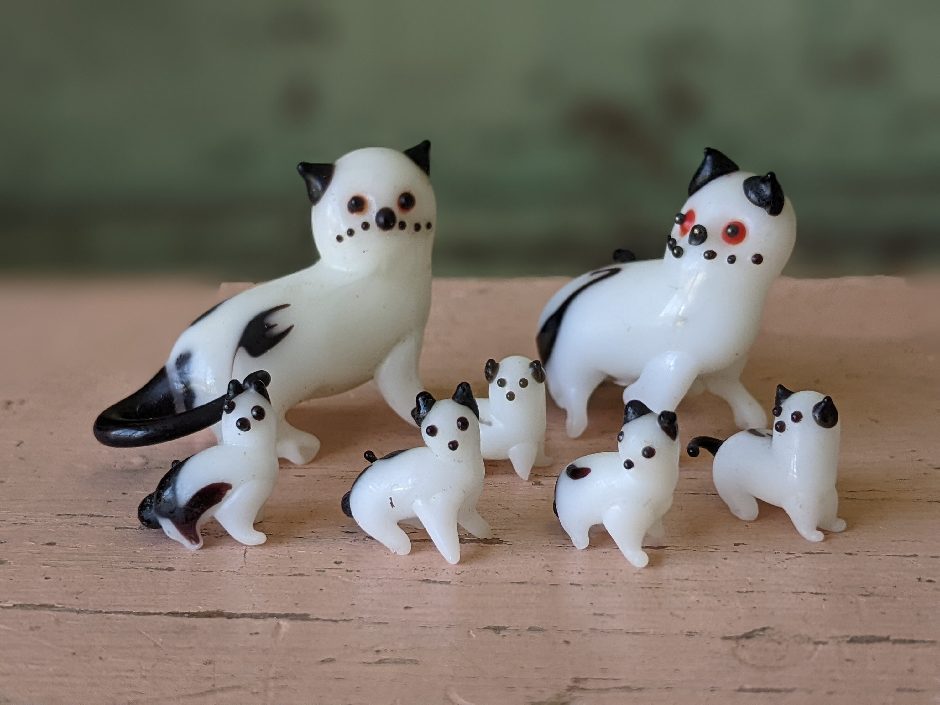 1980s Miniature Glass Cat Family: Vintage Marbled Beading Beads - Etsy