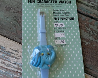 1984 Elephant LCD Quartz Watch: New Old Stock Vintage Collectible