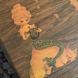 Vintage One-of-a-Kind Mermaids Wooden Travel Desk !! Mermaids Rose Seahorse Fish !! Signed & Handmade Gift !!