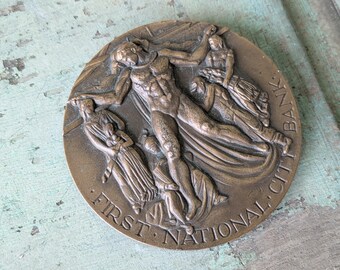 Vintage Bronze Bank Medallion First National City Bank New York