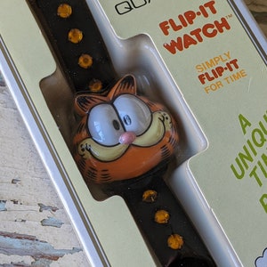1978 Garfield !! NOS !! Working Flip-It LCD Quartz Watch w New Battery Installed !! Amazing Retro Gifts & Collectibles