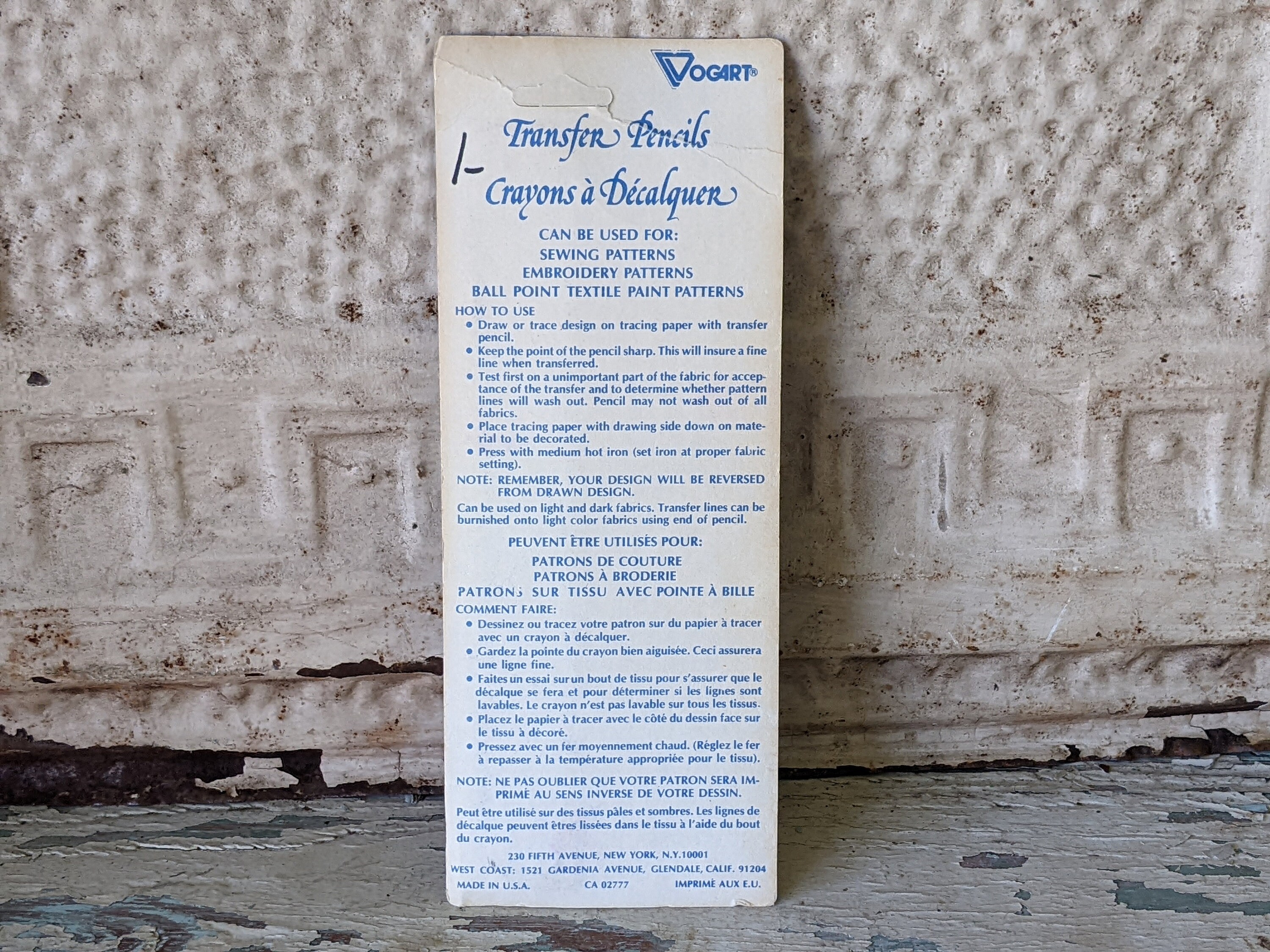 Crayons à Transfert Vogart Vintage - Lot De 2 - Neuf Ancien Stock USA - Couture